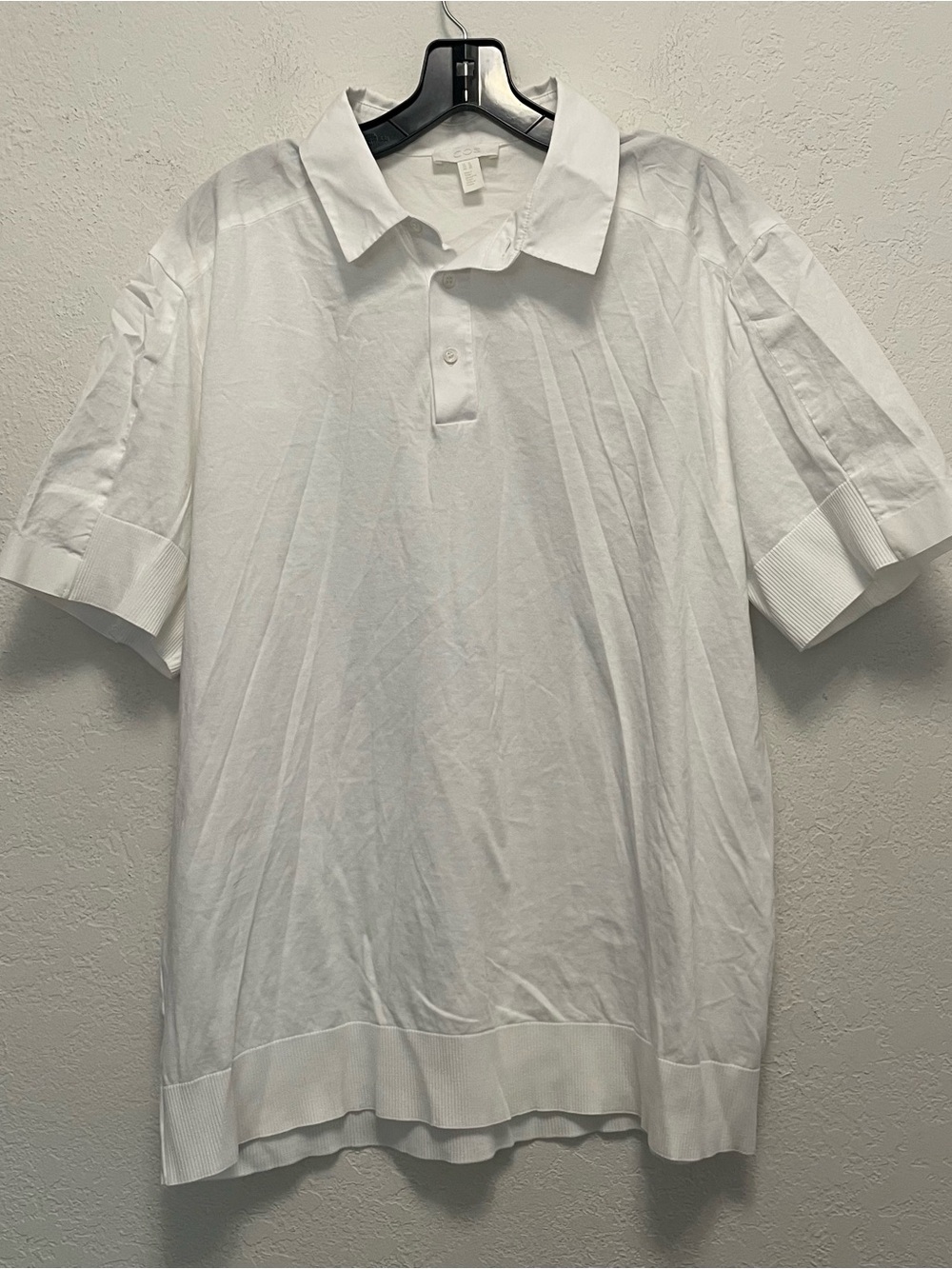 COS Polo Shirt Mens XL White Cotton Minimalist Resort Quiet Luxury